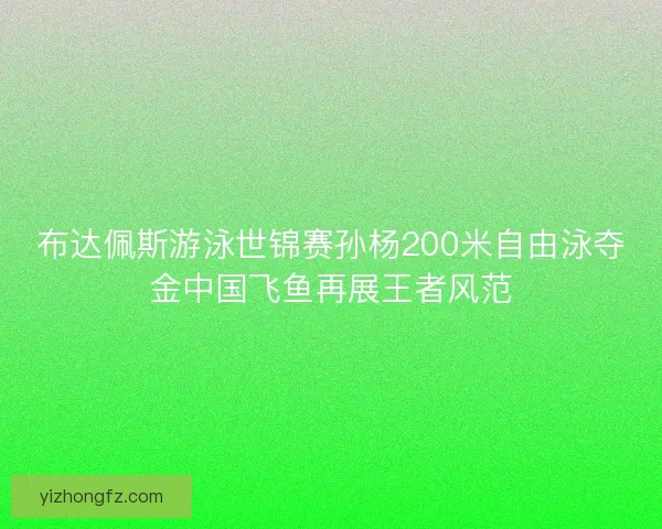 布达佩斯游泳世锦赛孙杨200米自由泳夺金中国飞鱼再展王者风范 布达佩斯游泳世锦赛孙杨200米自由泳夺金中国飞鱼再展王者风范
