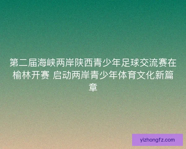第二届海峡两岸陕西青少年足球交流赛在榆林开赛 启动两岸青少年体育文化新篇章